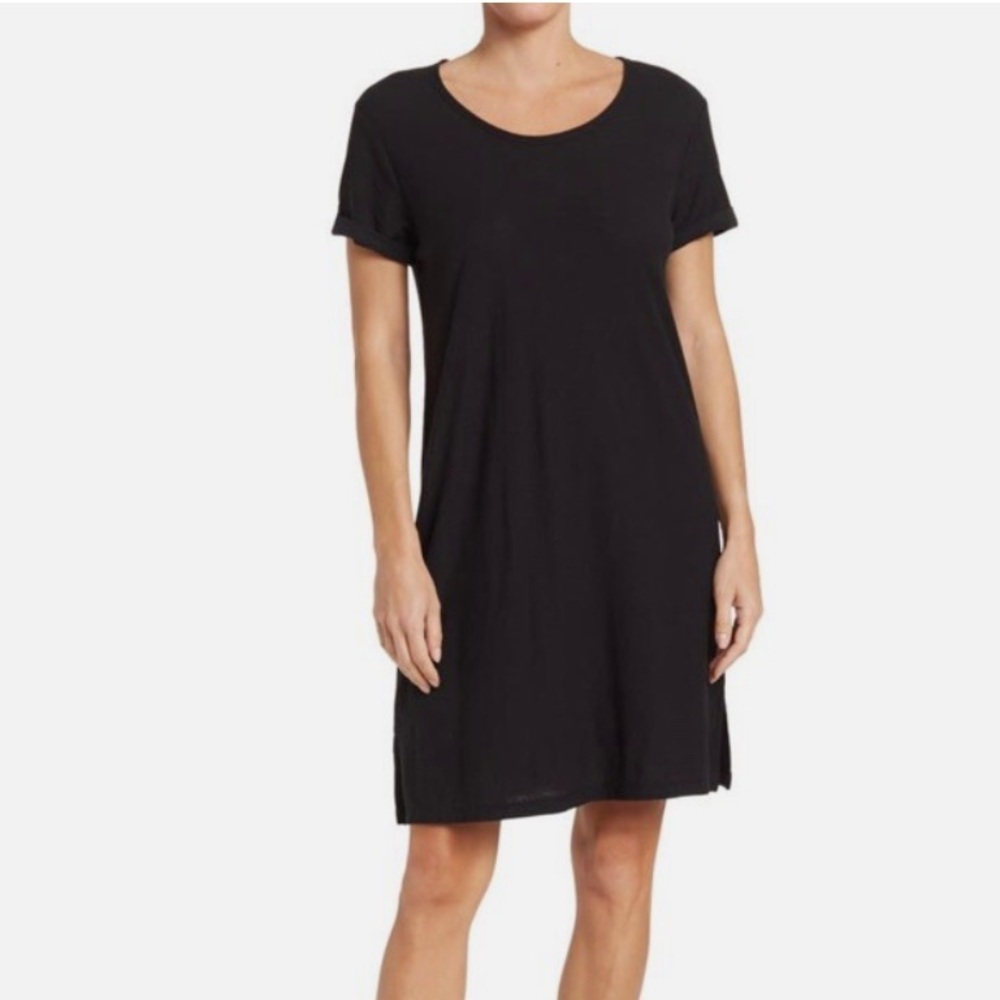 JAMES PERSE $165 Rolled Sleeve T-Shirt Dress in Black size 3 large NWT
